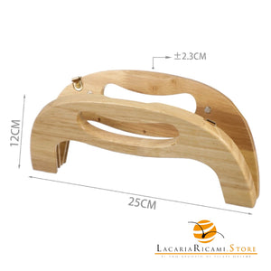 Chiusure Clic Clac Per Borsa in Legno - Colore: 844685 - 25x12cm - by LacariaRicami.Store