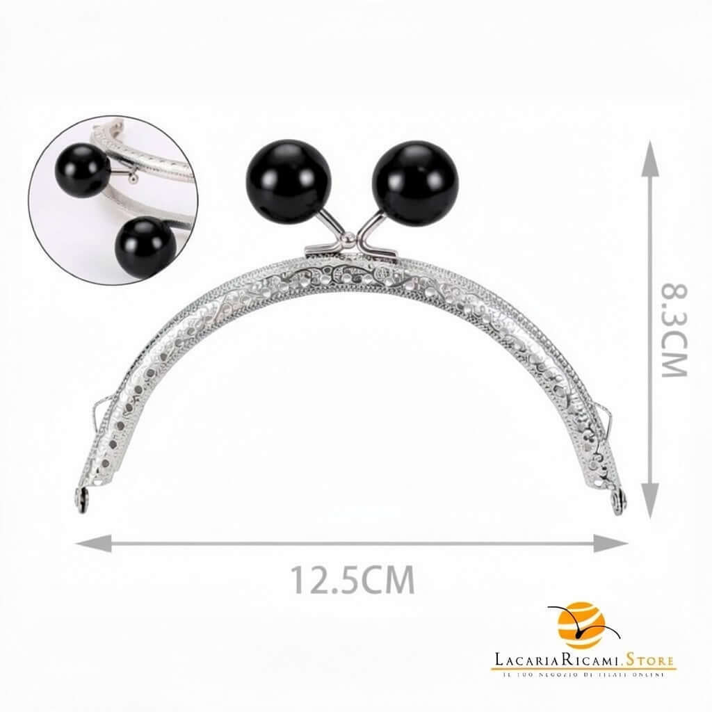 CLIK CLAK Perla Argento 12,5 CM - Colore: NERO - by LacariaRicami.Store