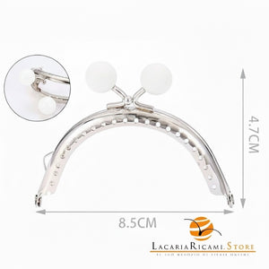 CLIK CLAK Arco ARGENTO Con Perla - Colore: 8.5x4.7cm - BIANCO - by LacariaRicami.Store