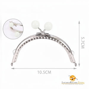 CLIK CLAK Arco ARGENTO Con Perla - Colore: 10.5x5.7cm - BIANCO - by LacariaRicami.Store
