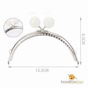 CLIK CLAK Arco ARGENTO Con Perla - Colore: 12.5x6.3cm - BIANCO - by LacariaRicami.Store