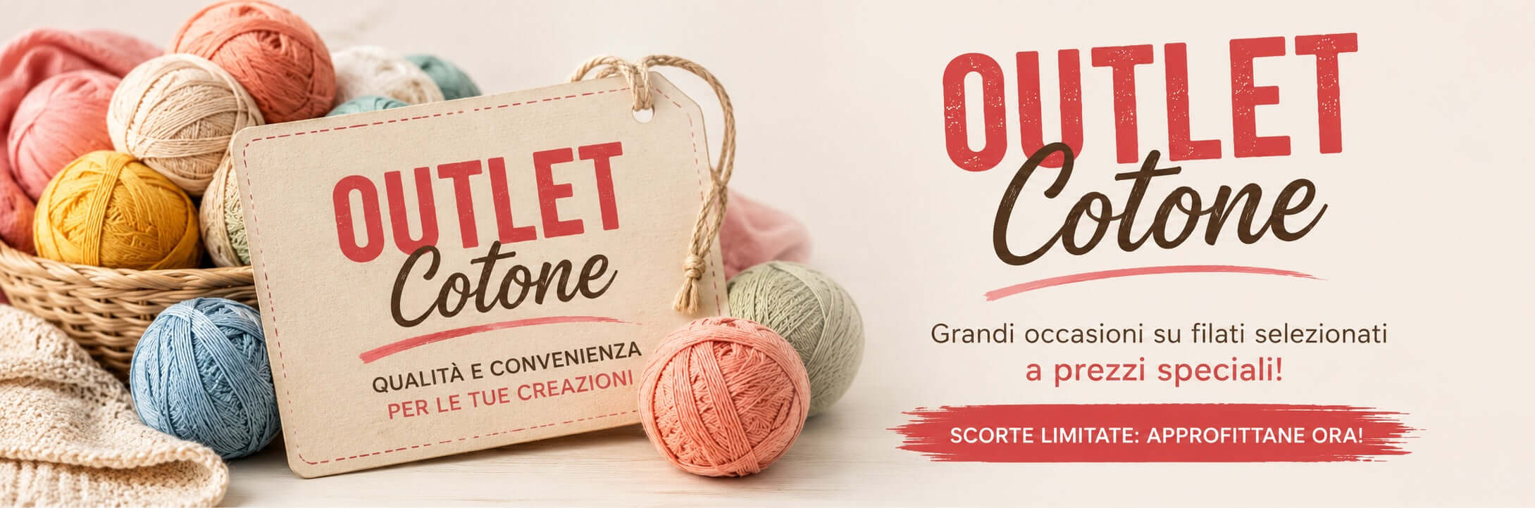 Outlet filati di cotone – offerte speciali su gomitoli selezionati