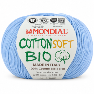 Cotone COTTON SOFT BIO - MONDIAL - Colore: 185 - AZZURRO LAVANDA - by LacariaRicami.Store