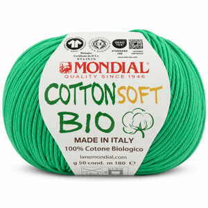 Cotone COTTON SOFT BIO - MONDIAL - Colore: 187 - VERDE MENTA - by LacariaRicami.Store