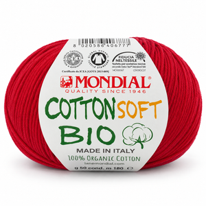 Cotone COTTON SOFT BIO - MONDIAL - Colore: 027 - ROSSO - by LacariaRicami.Store