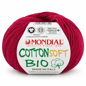Cotone COTTON SOFT BIO - MONDIAL - Colore: 044 - ROSSO SANGRIA - by LacariaRicami.Store