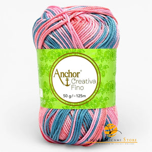 Cotone CREATIVA FINO MULTICOLOUR - ANCHOR - 00904 - ROSA VERDE ACQUA MIX - LacariaRicami.Store