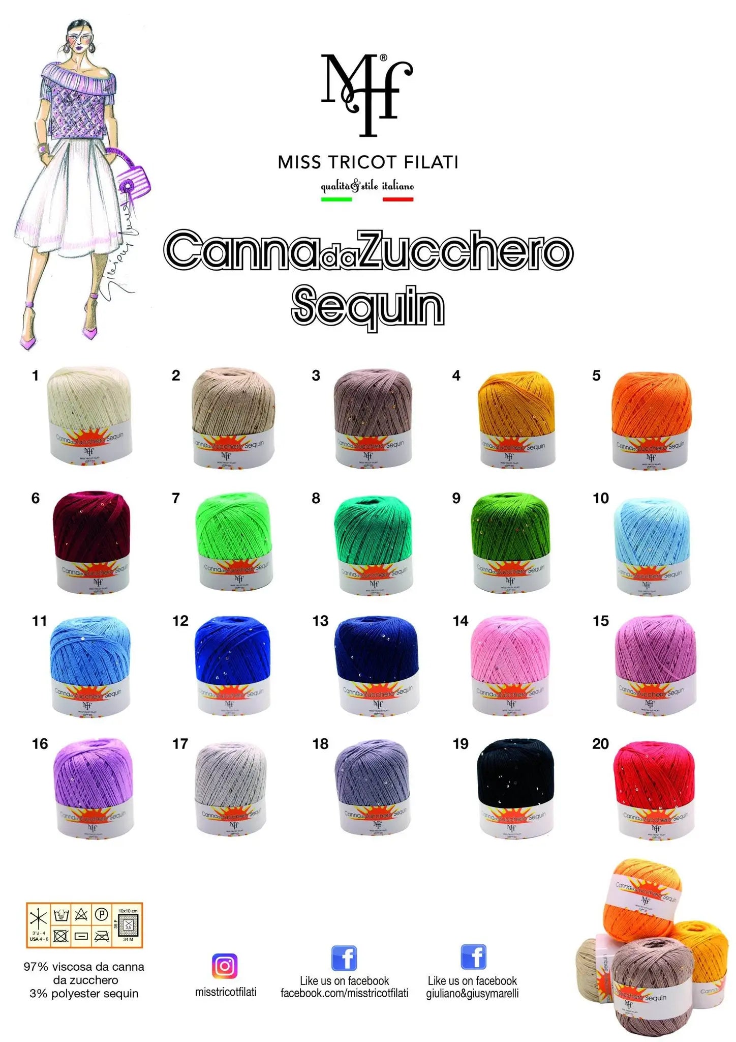 Viscosa CANNA DA ZUCCHERO SEQUIN - Miss Tricot Filati - - LacariaRicami.Store