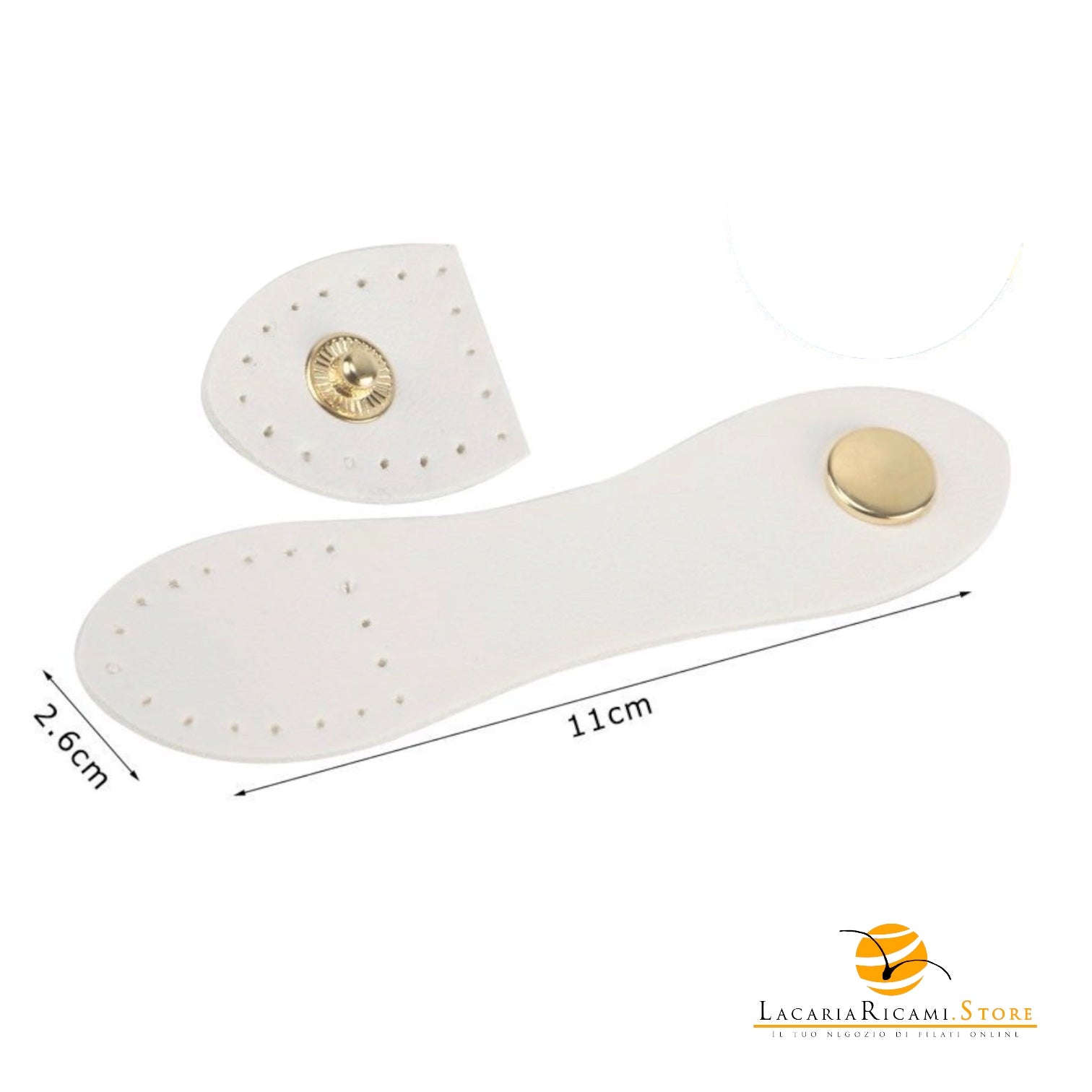 Chiusura a pressione in ecopelle cucibile per borse | MAF Accessories - Colore: 30725 - BIANCO - by LacariaRicami.Store