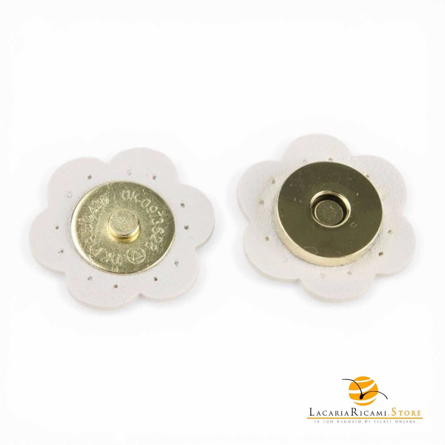 Chiusura magnetica in ecopelle cucibile per borse - Fiore | MAF Accessories - Colore: 56206 - BIANCO - by LacariaRicami.Store