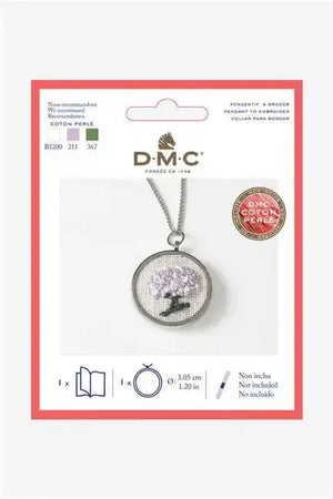 Kit RICAMO COTONE PERLÉ - DMC - Colore: U2081 - Pendente tondo da ricamare con catena. - by LacariaRicami.Store