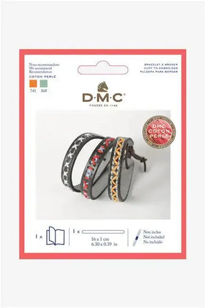 Kit RICAMO COTONE PERLÉ - DMC - Colore: U2088 - Bracciale in similpelle preforato da ricamare. - by LacariaRicami.Store