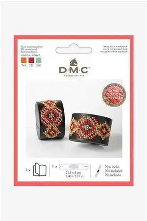 Kit RICAMO COTONE PERLÉ - DMC - Colore: U2089 - Bracciale in similpelle preforato da ricamare. - by LacariaRicami.Store