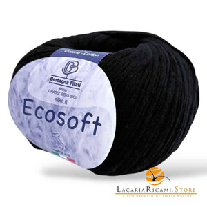 CALDO COTONE Ecosoft - Bertagna Filati - Colore: 200 - NERO - by LacariaRicami.Store