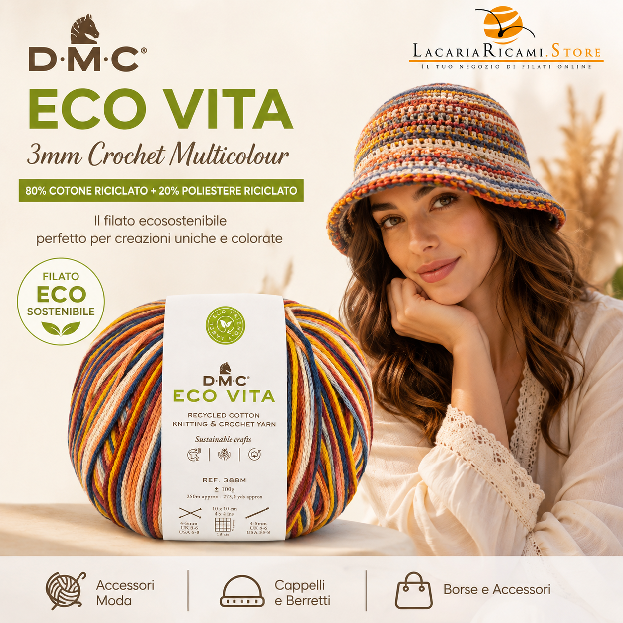 Cotone ECO VITA 3mm Crochet Multicolour - DMC - Colore: - by LacariaRicami.Store