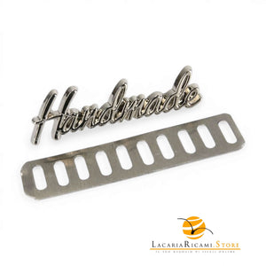 Etichetta HANDMADE In Metallo - MAF Accessories - Colore: HANDMADE 48x12mm - ARGENTO - by LacariaRicami.Store