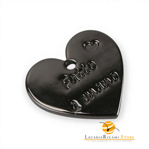 Etichetta HANDMADE In Metallo - MAF Accessories - Colore: CUORE 20mm - ANTRACITE - by LacariaRicami.Store