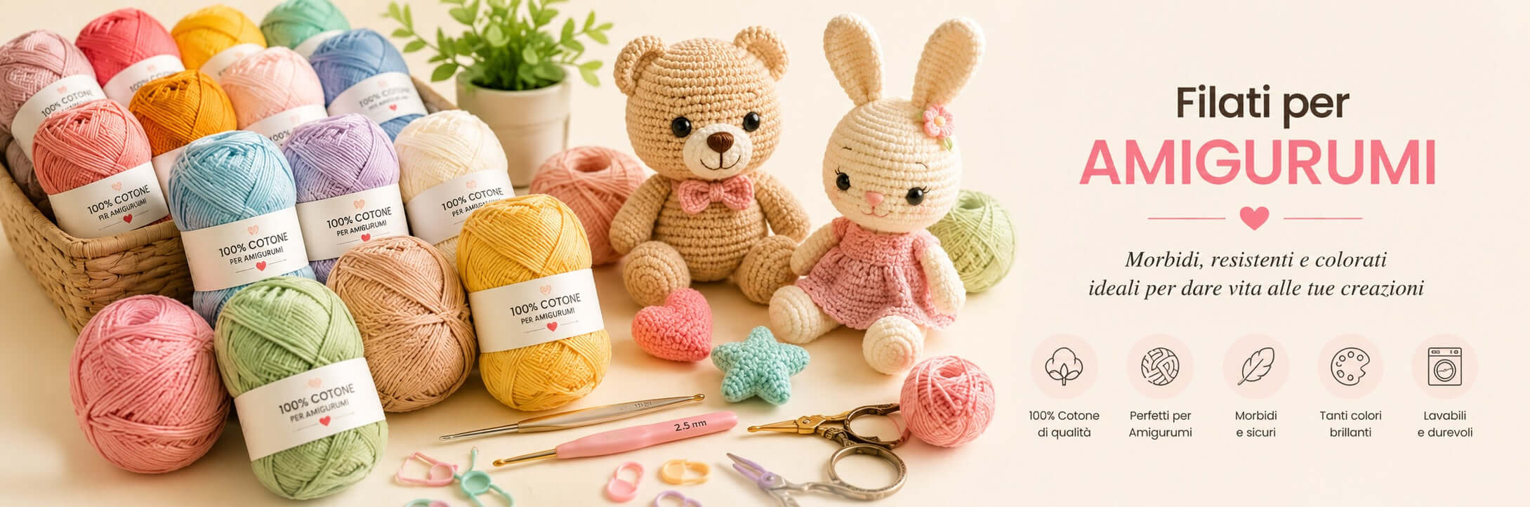 Filati in cotone compatto per amigurumi all'uncinetto