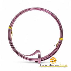 FILO In Alluminio Colorato PIATTO 4 mmX1 metri - LILLA LISCIO - LacariaRicami.Store