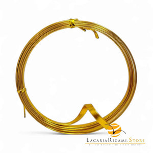 FILO In Alluminio Colorato PIATTO - Colore: 5 mmX1 metri - ORO LISCIO - by LacariaRicami.Store