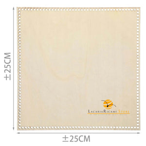 FONDO di LEGNO - Colore: QUADRATO = 25x25 Cm - by LacariaRicami.Store