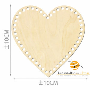 FONDO di LEGNO - MAS Srl - Colore: CUORE = 10 Cm - by LacariaRicami.Store