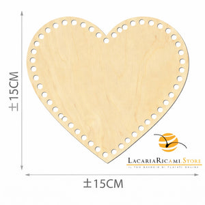 FONDO di LEGNO - MAS Srl - Colore: CUORE = 15 Cm - by LacariaRicami.Store
