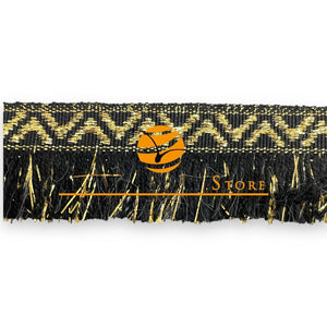 FRANGIA Etnica con Lurex - 3,5cmx100cm - Colore: 1 - NERO LUREX ORO - by LacariaRicami.Store