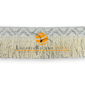 FRANGIA Etnica con Lurex - 3,5cmx100cm - Colore: 2 - PANNA LUREX ARGENTO - by LacariaRicami.Store