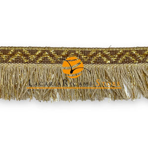 FRANGIA Etnica con Lurex - 3,5cmx100cm - Colore: 4 - ECRÚ LUREX ORO - by LacariaRicami.Store