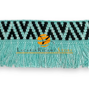 FRANGIA Etnica - 5cmx100cm - Colore: B - VERDE MARE - by LacariaRicami.Store
