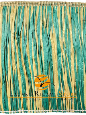FRANGIA Rafia 15 Cm X 50 Cm - Colore: 2303.24 - NATURALE + VERDE SMERALDO - by LacariaRicami.Store