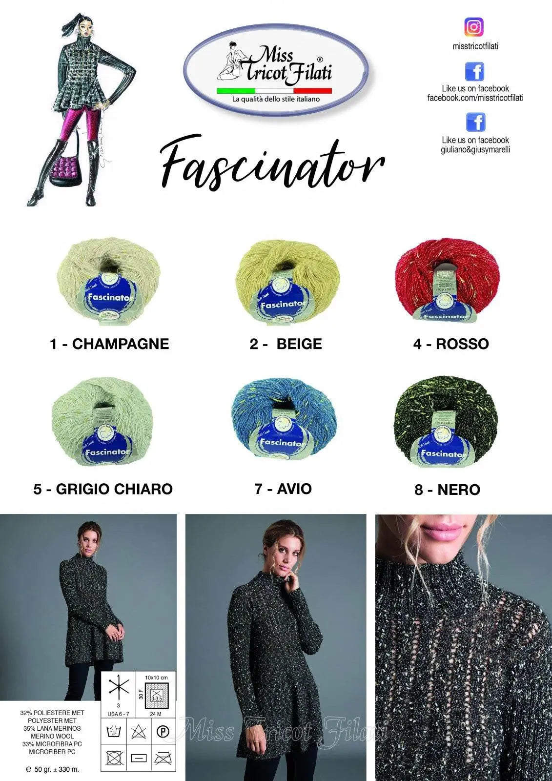 Lana Fascinator - Miss Tricot Filati - - LacariaRicami.Store