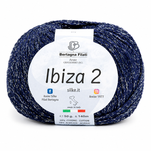 Cotone IBIZA 2 - Bertagna Filati - Colore: 3(2) - BLU SCURO LUREX ARGENTO - by LacariaRicami.Store