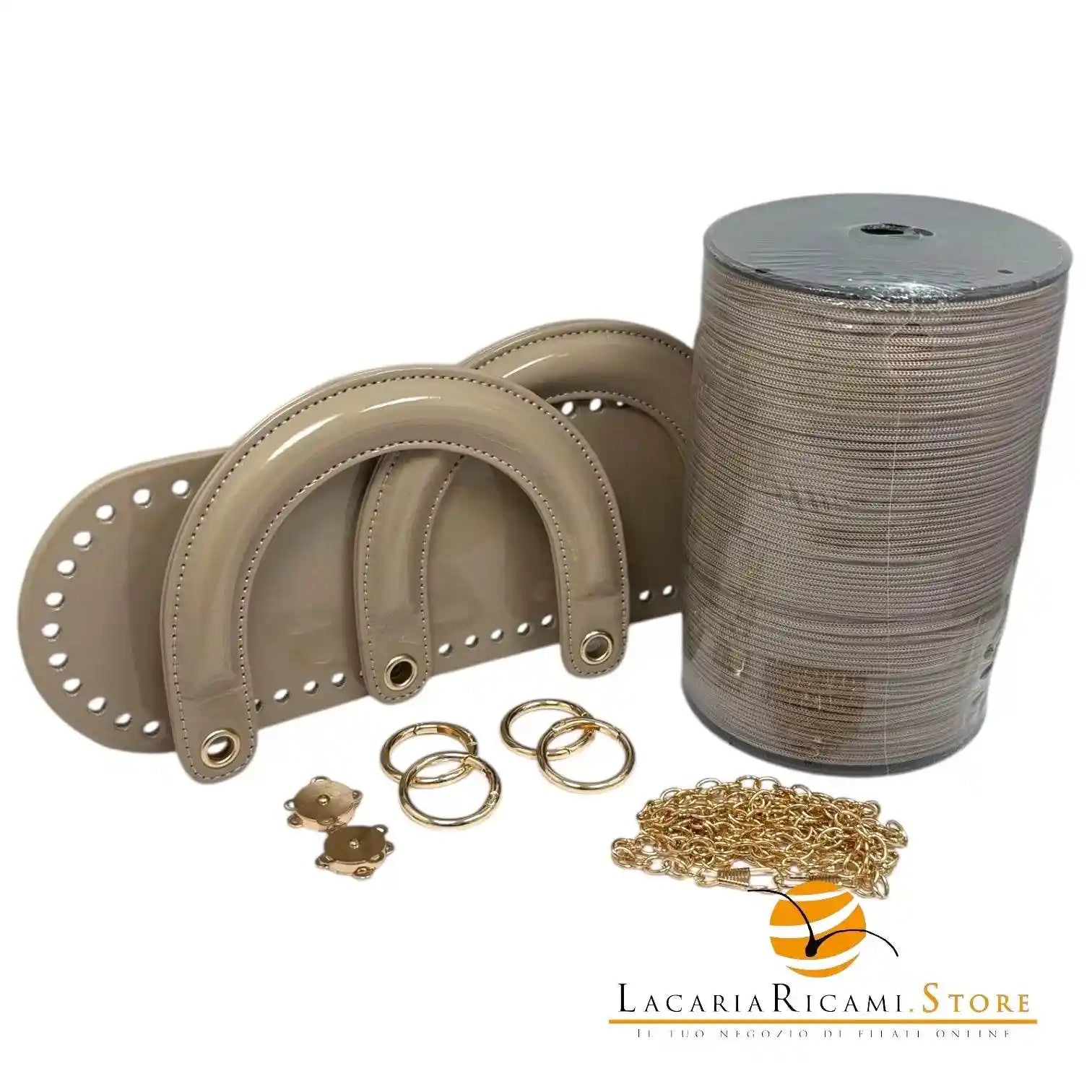 SET Borsa Stile DIOR in Ecopelle Lucida ORO - BEIGE - LacariaRicami.Store