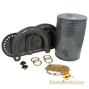 SET Borsa Stile DIOR in Ecopelle Lucida ORO - GRIGIO - LacariaRicami.Store