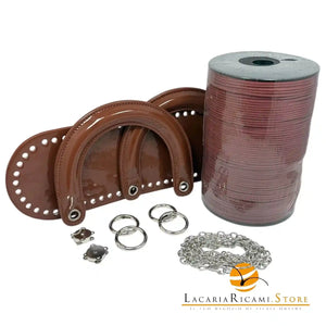 SET Borsa Stile DIOR in Ecopelle Lucida ARGENTO - MARRONE - LacariaRicami.Store