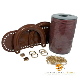 SET Borsa Stile DIOR in Ecopelle Lucida ORO - MARRONE - LacariaRicami.Store