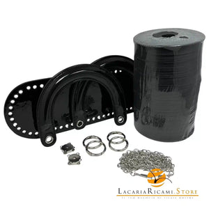 SET Borsa Stile DIOR in Ecopelle Lucida ARGENTO - NERO - LacariaRicami.Store