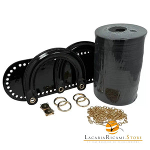 SET Borsa Stile DIOR in Ecopelle Lucida ORO - NERO - LacariaRicami.Store