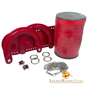 SET Borsa Stile DIOR in Ecopelle Lucida ARGENTO - ROSSO - LacariaRicami.Store