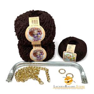 KIT CLUTCH Bambolina Witico - Silke - Colore: 444 - MARRONE SCURO - by LacariaRicami.Store
