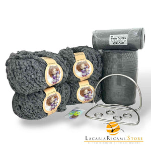 SET BORSA Bambolina - Colore: GRIGIO - GRIGIO - by LacariaRicami.Store