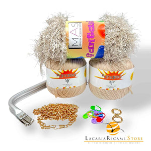 SET Clutch FANTASIA - Colore: ORO - BEIGE - by LacariaRicami.Store