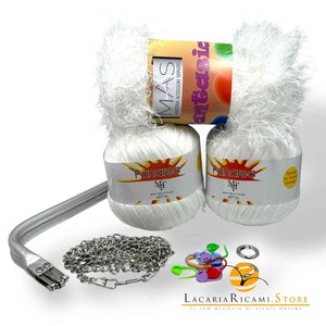 SET Clutch FANTASIA - Colore: ARGENTO - BIANCO - by LacariaRicami.Store