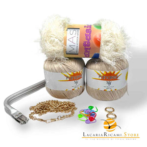 SET Clutch FANTASIA - Colore: ORO - PANNA - by LacariaRicami.Store