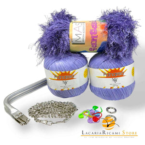 SET Clutch FANTASIA - Colore: ARGENTO - VIOLA - by LacariaRicami.Store
