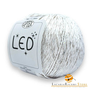 Cotone LED - GPTEX - Colore: 64 - BIANCO Paillettes BIANCO - by LacariaRicami.Store