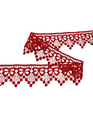 Macramé SMERLO PUNTA FIOCCO 4 Cm - 6175 - Colore: ROSSO - by LacariaRicami.Store