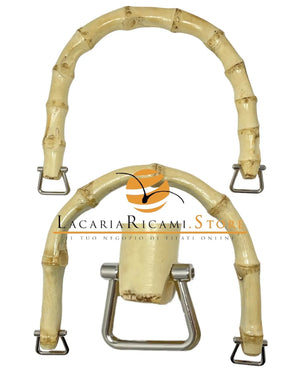 MANICI Bamboo 17X14 Cm - Colore: CHIARO - AGGANCIO ARGENTO RETTANGOLARE - by LacariaRicami.Store